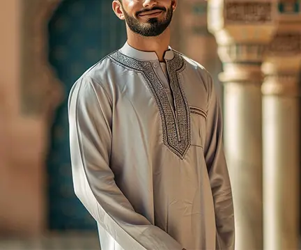 Man wearing a traditional Moroccan Thobe